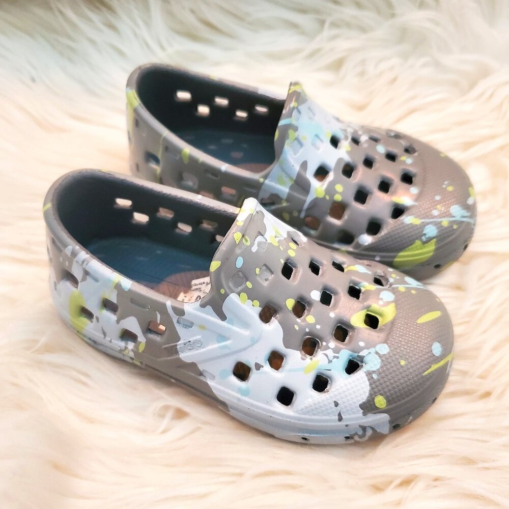 Vans Grey Paint Splatter Slip-On TRK Toddler Water Shoes SZ 5.5